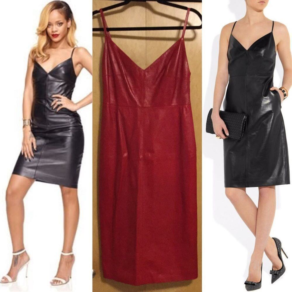 Valentino leather red dress